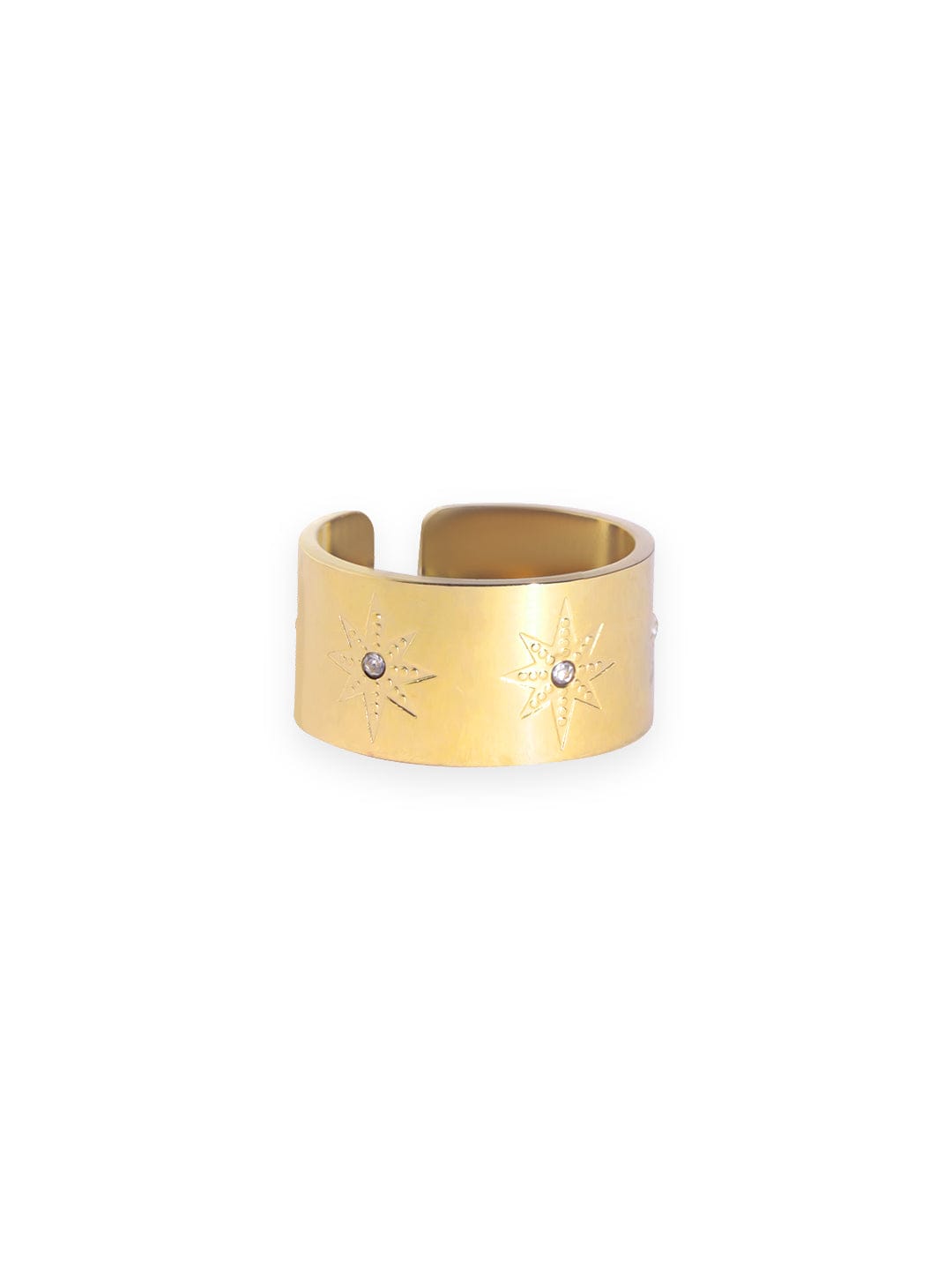 6165 - Ring - Gold Eye with White Topaz - Adjustable Size - 18K Gold Plated  Brass - Satya - Twisted Thistle Apothecary