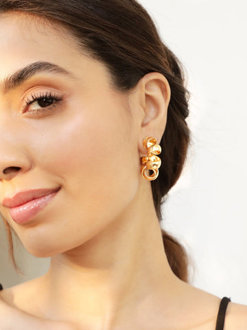 Rubans Voguish Gold-Plated Twisted Half Hoop Earrings Earrings