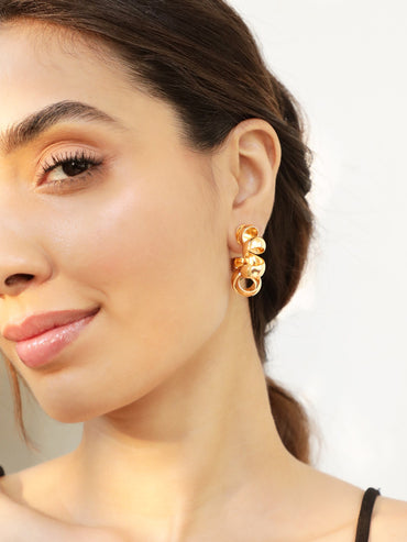 Rubans Voguish Gold-Plated Twisted Half Hoop Earrings Earrings