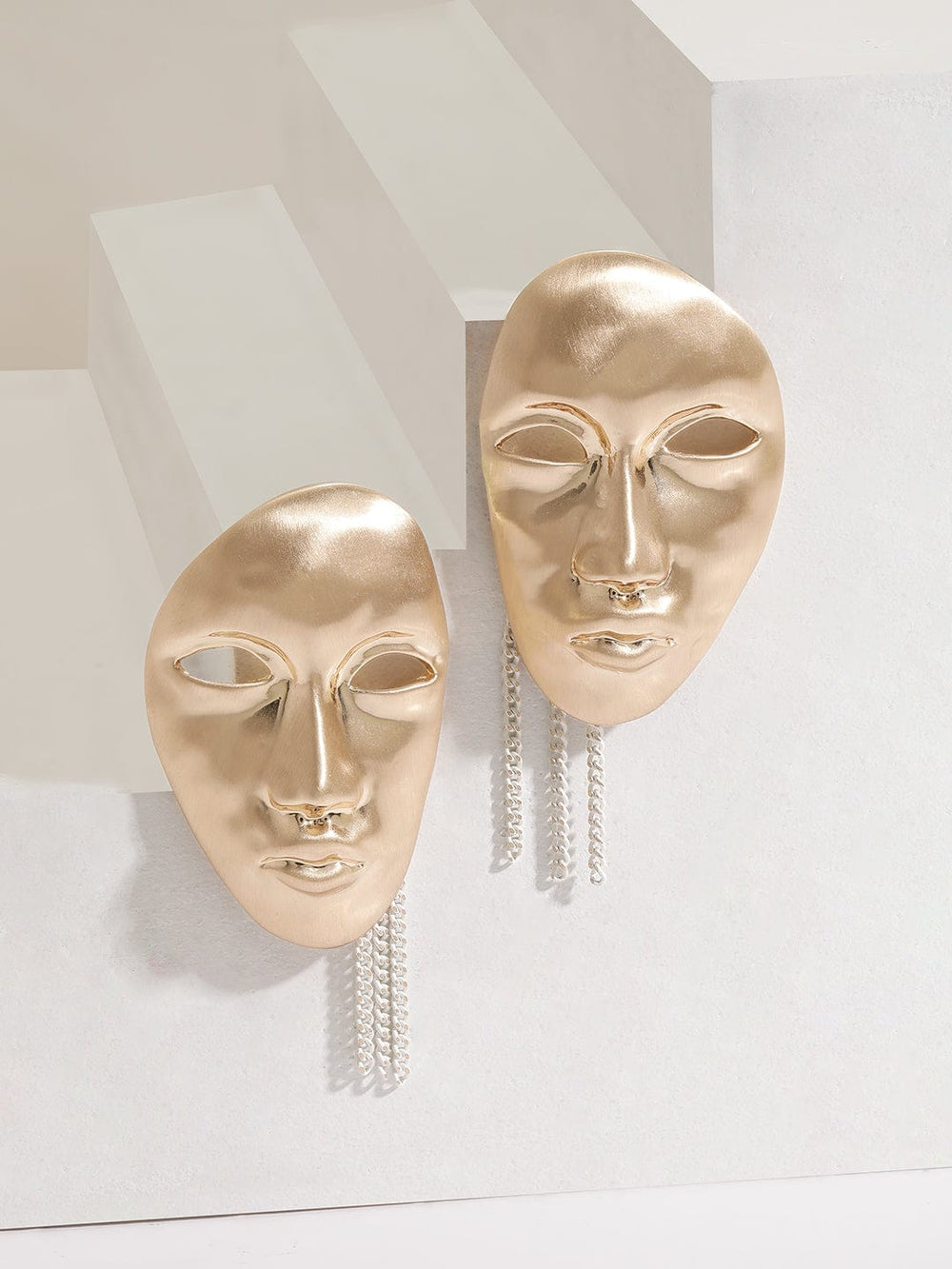 Rubans Voguish Gold Plated Vogue-inspired Venetian Mask Pewter Earrings Earrings