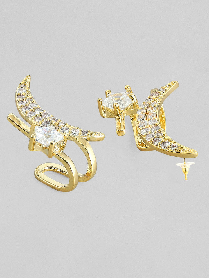 Rubans Voguish Gold-Plated  White Contemporary Stud Earrings Earrings