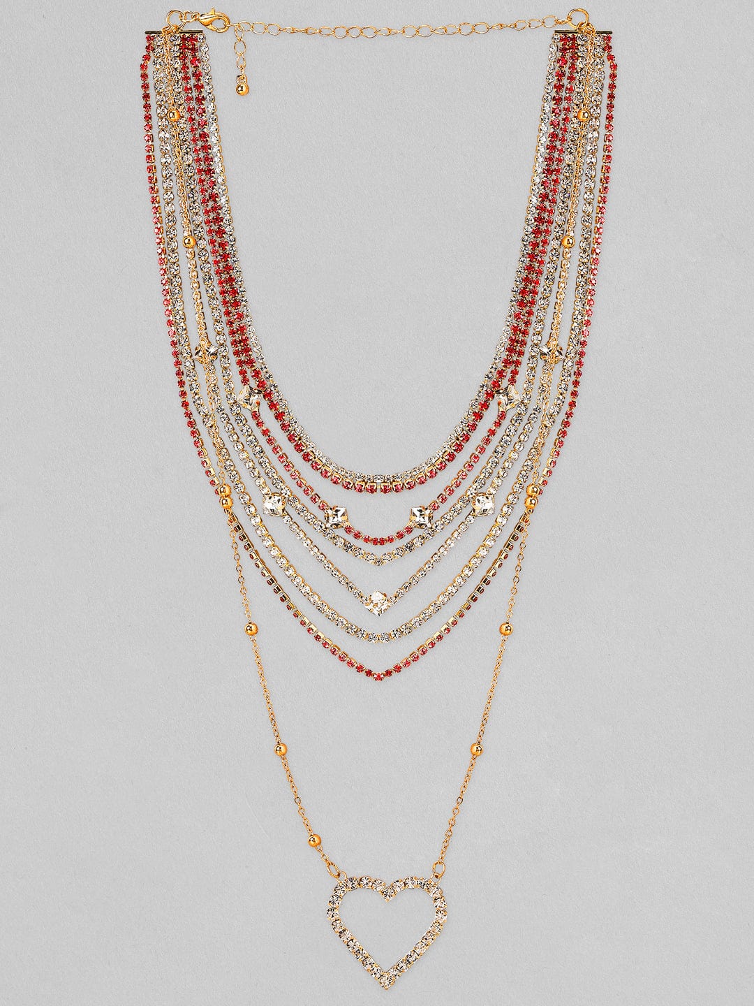 Rubans Voguish Gold Plated Zircon Studded Layered Necklace Chain & Necklaces