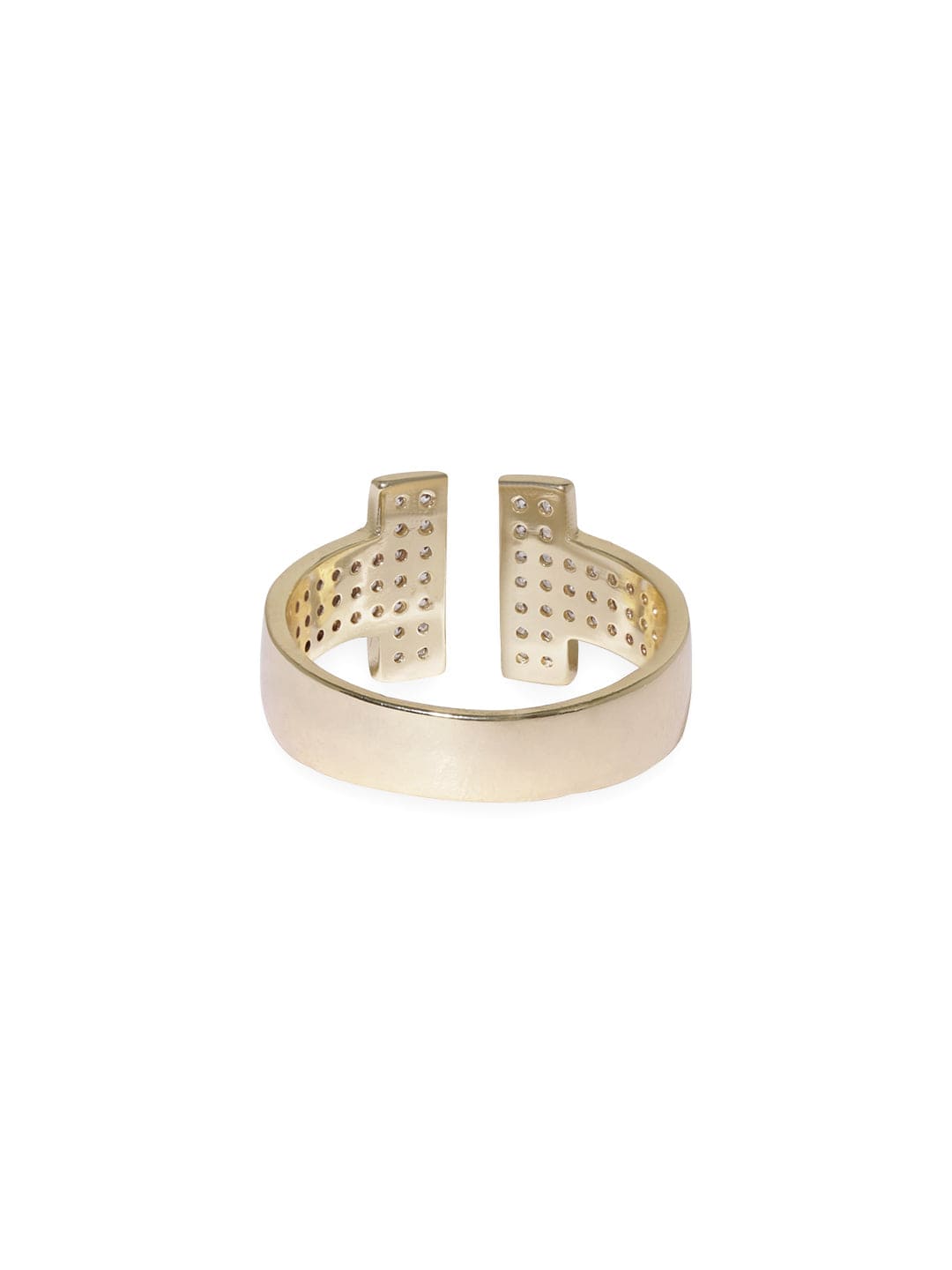 Rubans Voguish Gold Toned Pave Zirconia Studded Adjustable Ring Rings