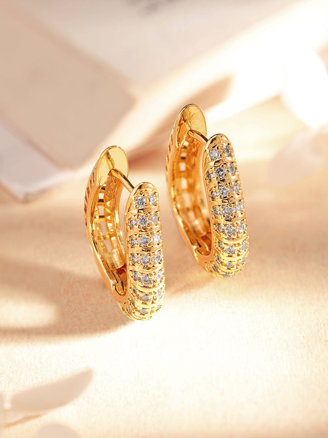 Shop Best Gold Polish Diamond Hoops Earrings