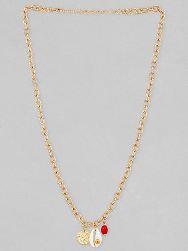 Rubans Voguish Gold-Toned Red Gold-Plated Handcrafted Necklace Chain & Necklaces