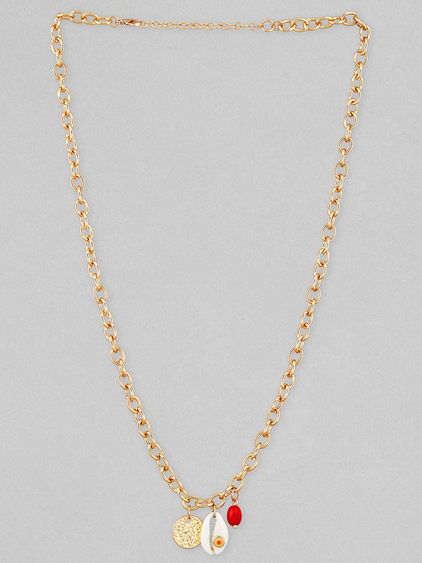 Rubans Voguish Gold-Toned Red Gold-Plated Handcrafted Necklace Chain & Necklaces