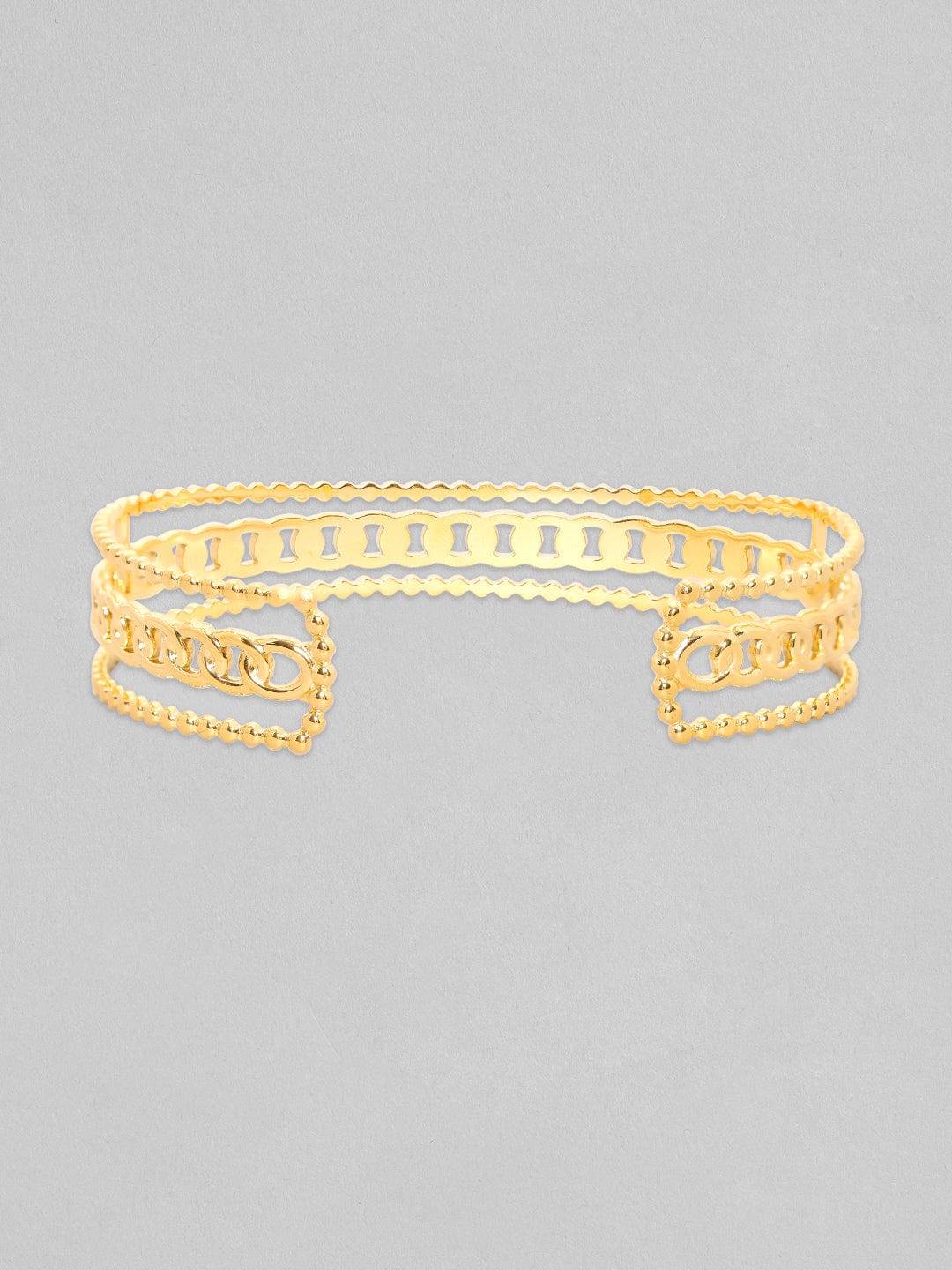 Rubans Voguish Gold Toned Stainless Steel Cuban Link Adjustable Bracelet Bangles & Bracelets