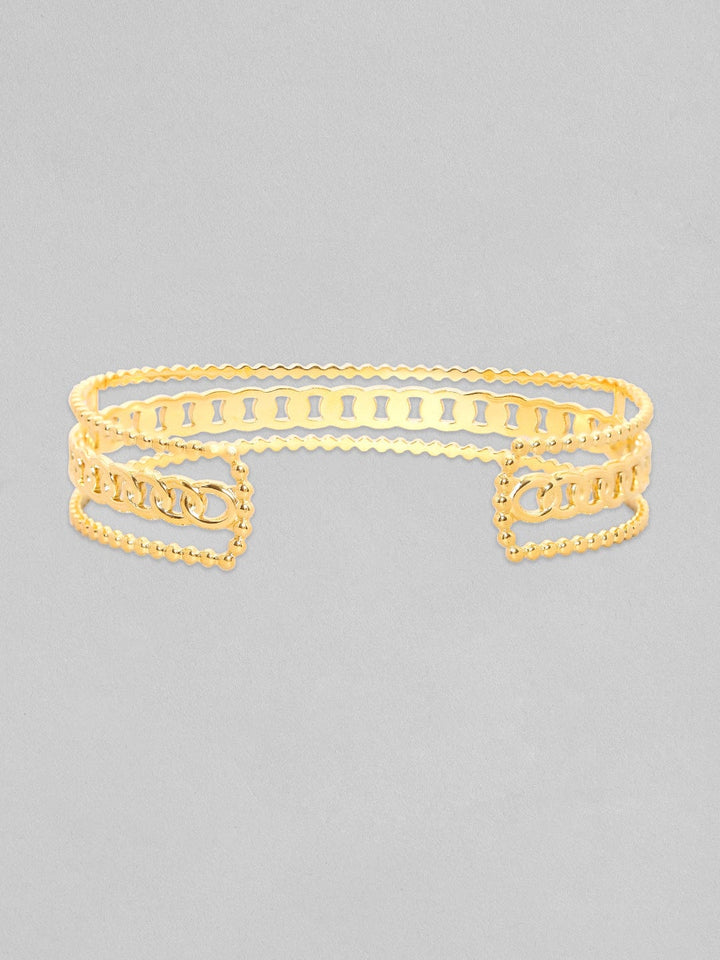 Rubans Voguish Gold Toned Stainless Steel Cuban Link Adjustable Bracelet Bangles & Bracelets