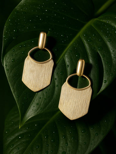 Rubans Voguish Gold Toned Textured Statement Tassel Earrings Earrings