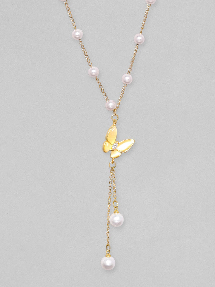 Rubans Voguish Gold-Toned & White Brass Gold-Plated Necklace Chain & Necklaces