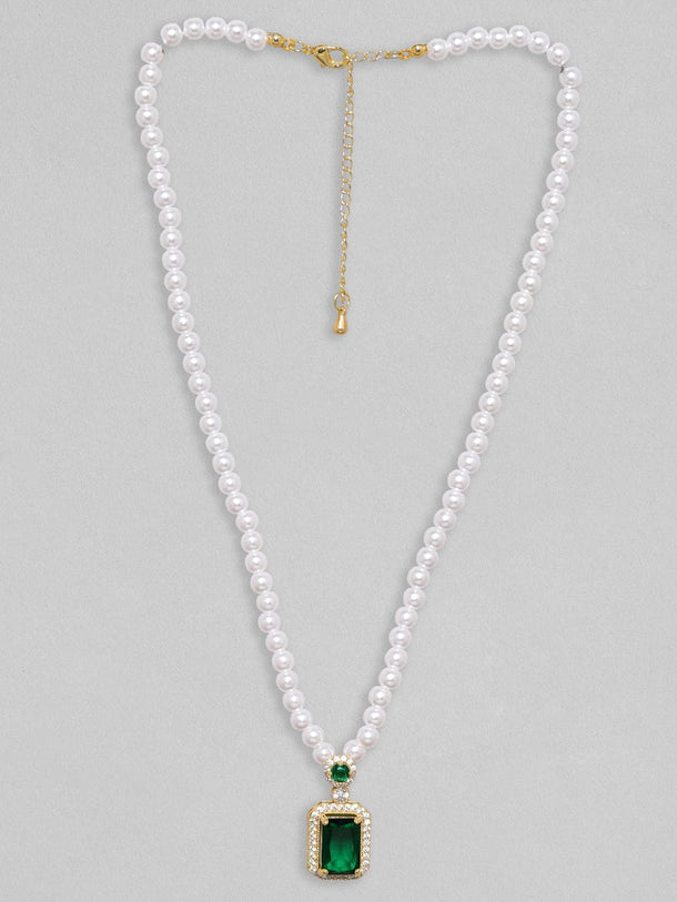 Rubans Voguish Gold-Toned & White Brass Gold-Plated Necklace Chain & Necklaces