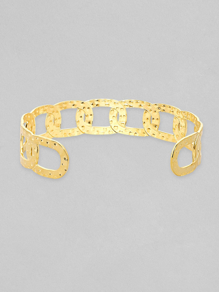 Rubans Voguish Gold Tonedstainless Steel Cuban Link Adjustable Ring Bangles & Bracelets