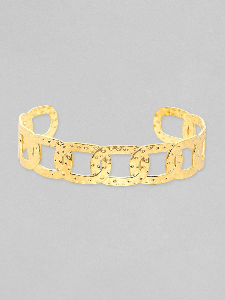 Rubans Voguish Gold Tonedstainless Steel Cuban Link Adjustable Ring Bangles & Bracelets
