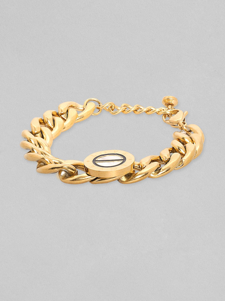 Rubans Voguish Gold Tonedstainless Steel Cuban Link Bracelet Bangles & Bracelets