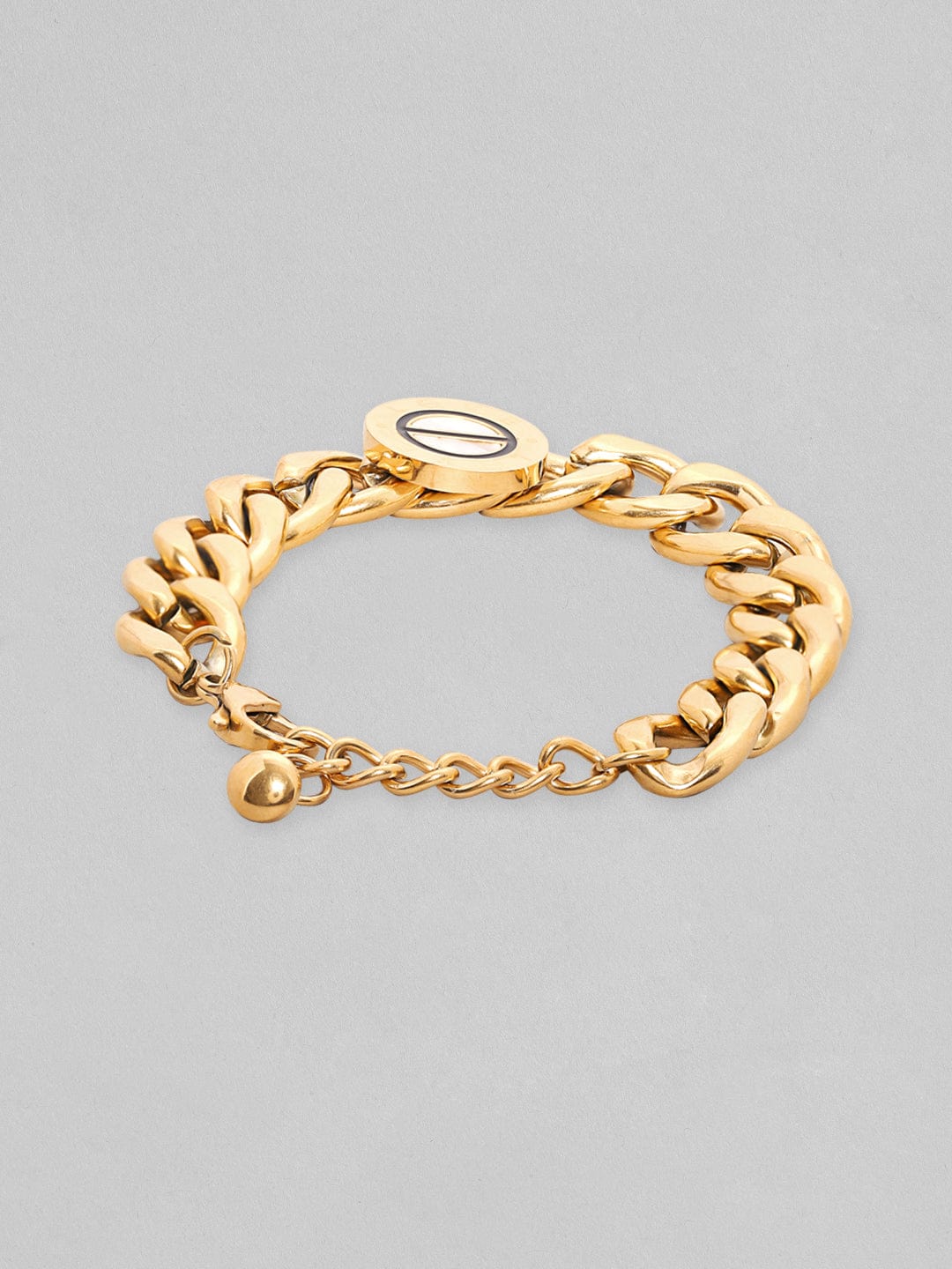Rubans Voguish Gold Tonedstainless Steel Cuban Link Bracelet Bangles & Bracelets