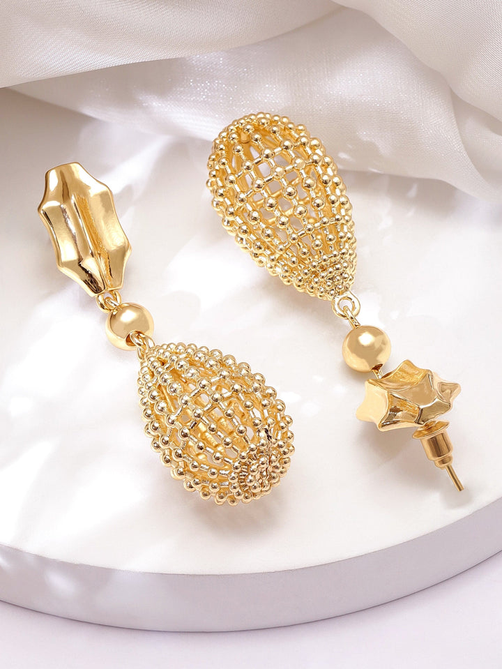 Rubans Voguish Golden Cascade Gold Plated Drop Earrings Earrings