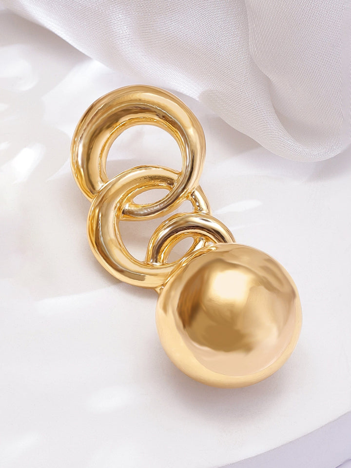 Rubans Voguish Golden Pearls Ensemble Gold Plated Linked Chain Drop Earrings Earrings