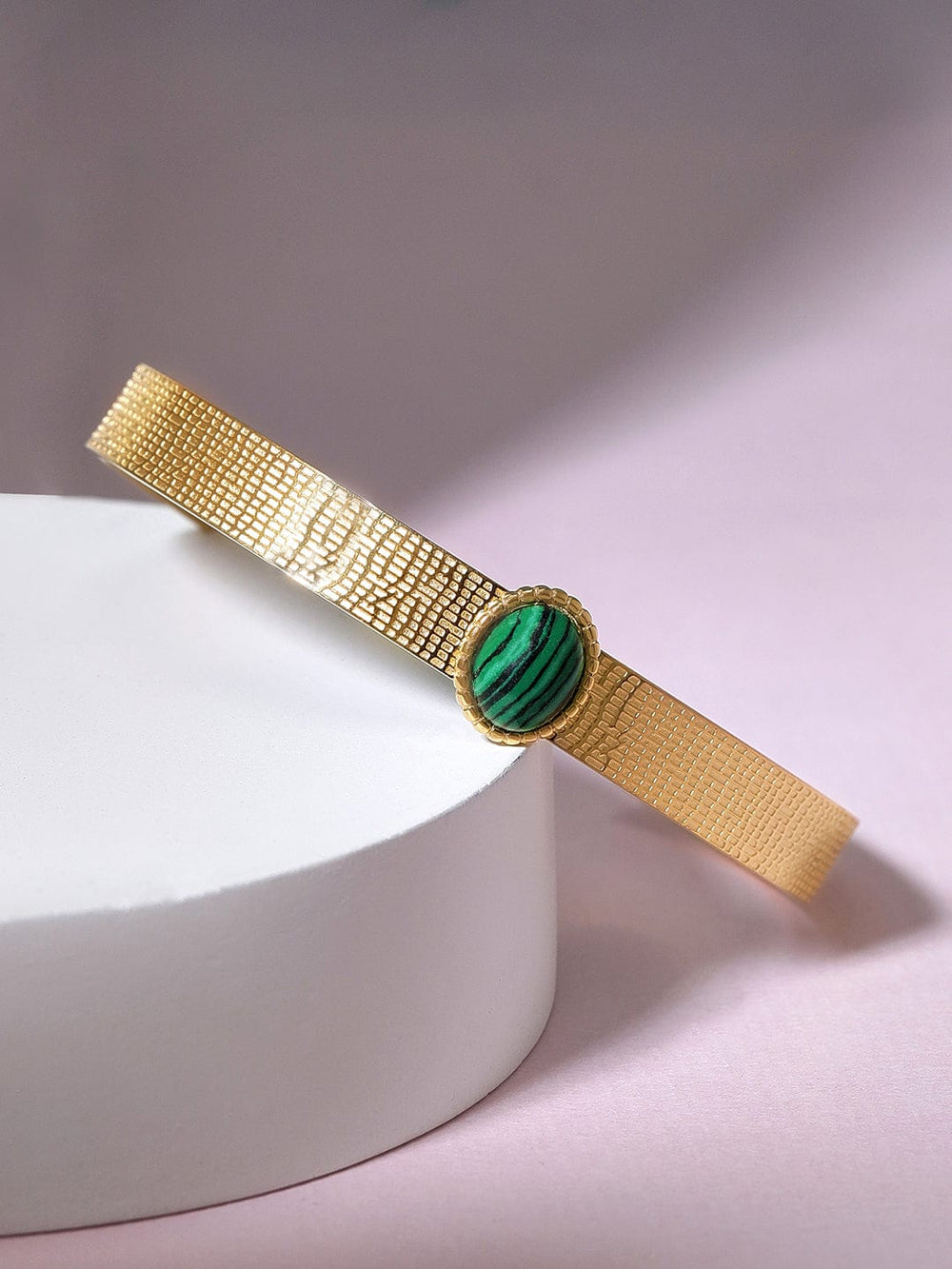 Rubans Voguish Green Agate Broad Bracelet Bangles & Bracelets