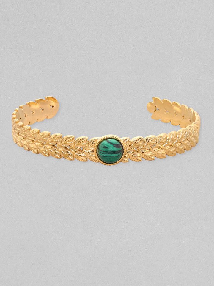 Rubans Voguish Green Agate Textured Leaf Bracelet Bangles & Bracelets
