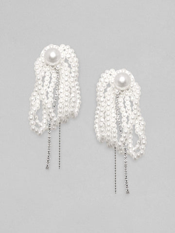Rubans Voguish Layered String Of Pearl Tassel Earrings Earrings