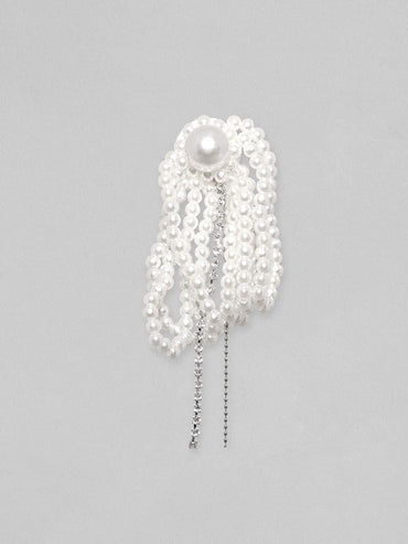 Rubans Voguish Layered String Of Pearl Tassel Earrings Earrings