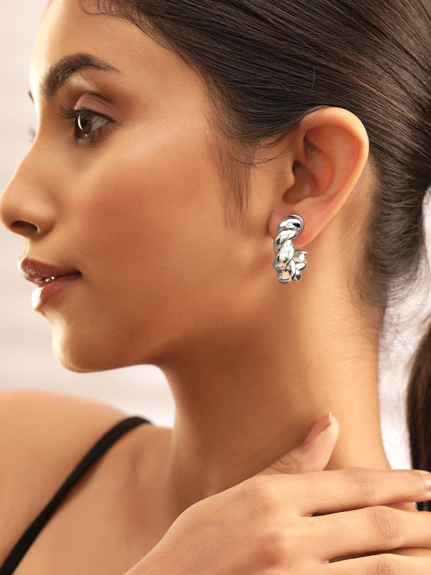 Rubans Voguish Modern Elegance Silver Plated Hoop Earrings Earrings