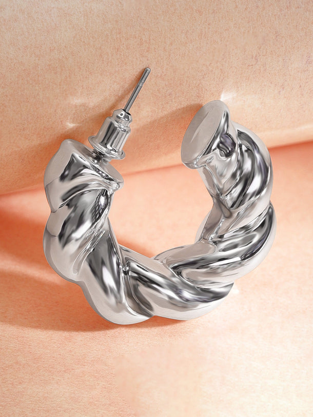 Rubans Voguish Modern Elegance Silver Plated Hoop Earrings Earrings