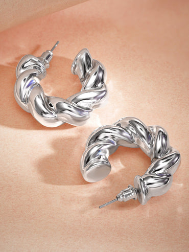 Rubans Voguish Modern Elegance Silver Plated Hoop Earrings Earrings