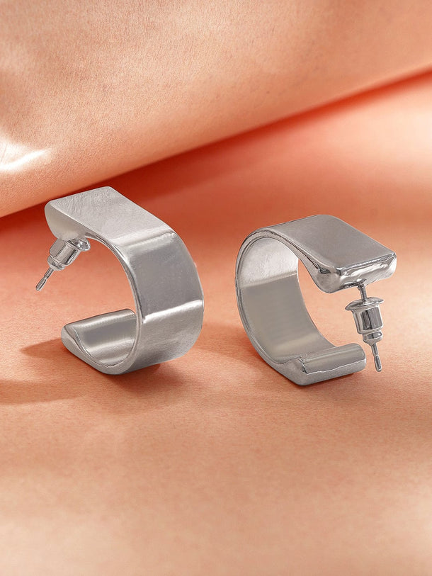 Rubans Voguish Modern Elegance Silver Plated Hoop Earrings Earrings