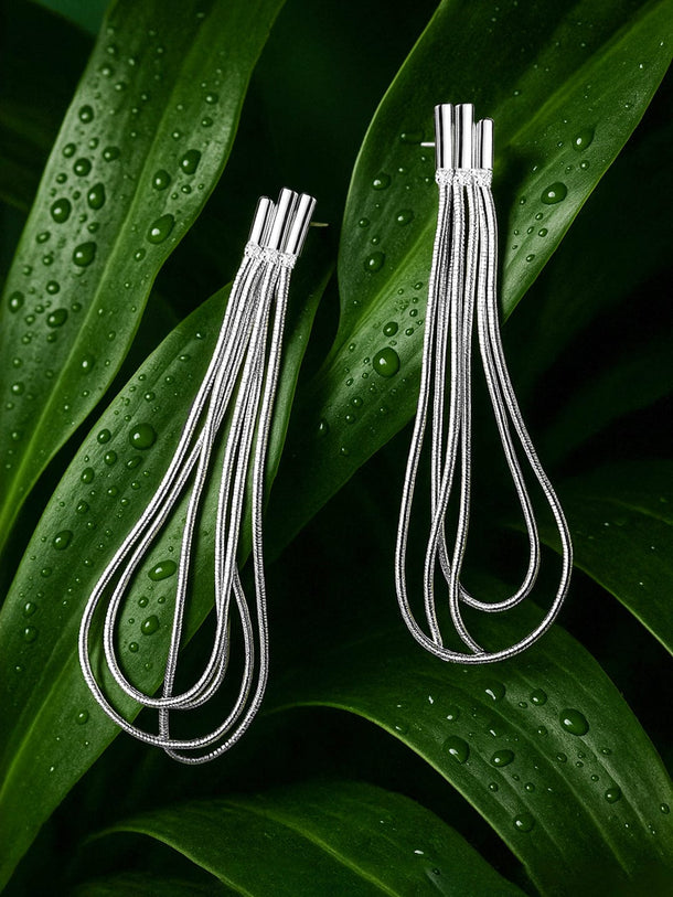 Rubans Voguish Modern Elegance Silver Plated Multiple Chain Earrings Earrings