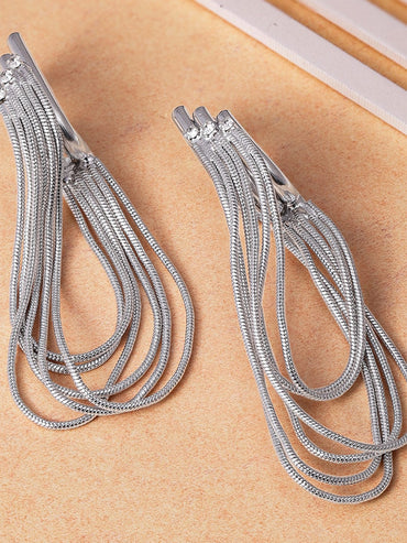 Rubans Voguish Modern Elegance Silver Plated Multiple Chain Earrings Earrings
