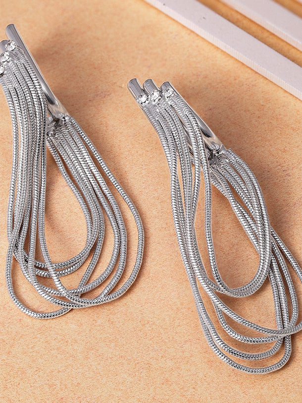 Rubans Voguish Modern Elegance Silver Plated Multiple Chain Earrings Earrings