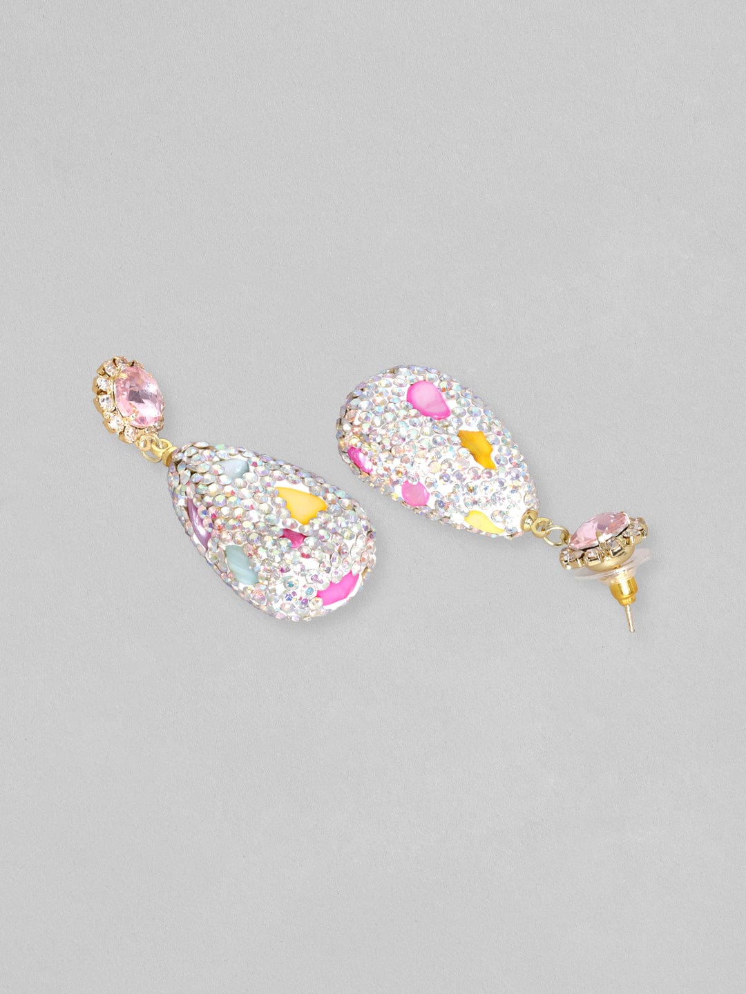 Rubans Voguish Multicolour Crystal Pave Studded Drop Earrings Earrings