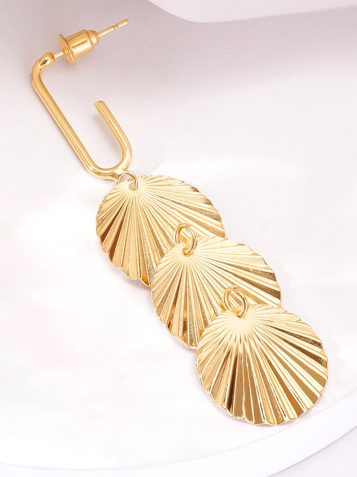 Rubans Voguish Opulent Layers Multilayered Textured Gold Plated Earrings Earrings