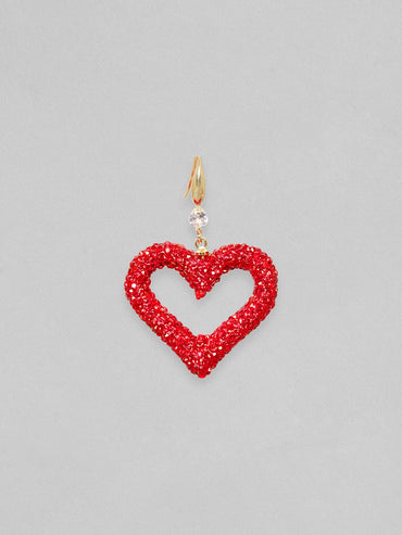 Rubans Voguish Pink Pave Crystal Studded Heart Motif Dangle Earrings Earrings