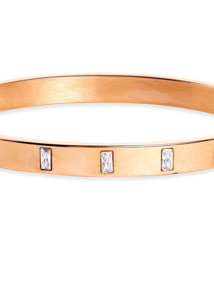 Rubans Voguish Radiant 18K Rose Gold-Plated Zirconia Bracelet Stainless Steel, and Water-Resistant Beauty Bangles & Bracelets