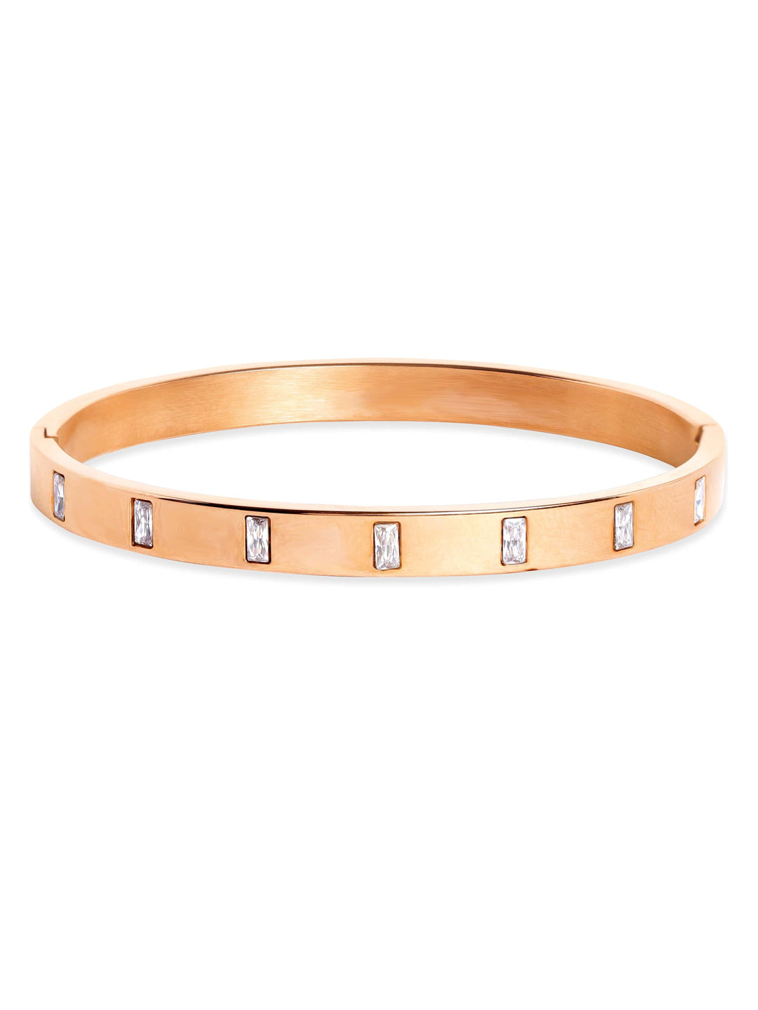 Rubans Voguish Radiant 18K Rose Gold-Plated Zirconia Bracelet Stainless Steel, and Water-Resistant Beauty Bangles & Bracelets