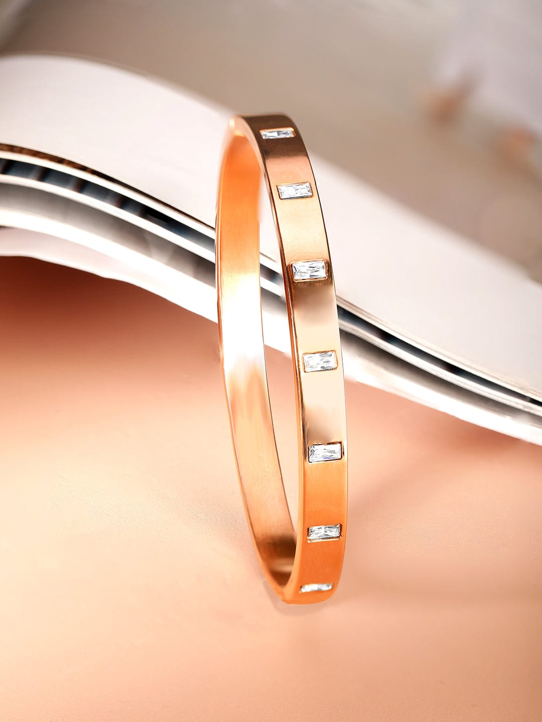 Rubans Voguish Radiant 18K Rose Gold-Plated Zirconia Bracelet Stainless Steel, and Water-Resistant Beauty Bangles & Bracelets