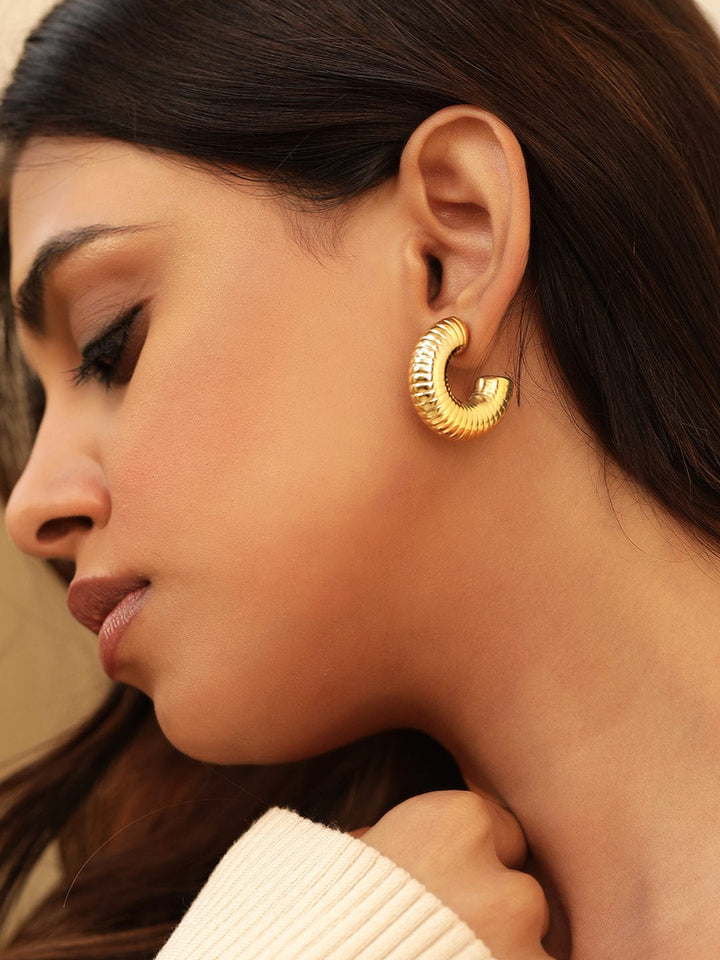 Rubans Voguish Radiant Gold-Plated Hoop Earrings Earrings