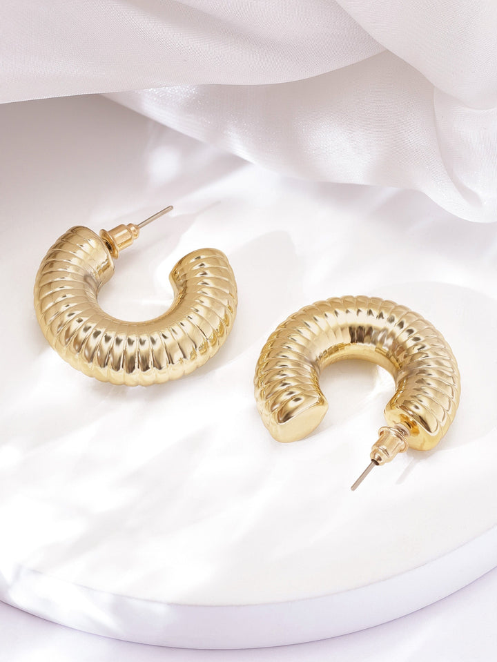 Rubans Voguish Radiant Gold-Plated Hoop Earrings Earrings