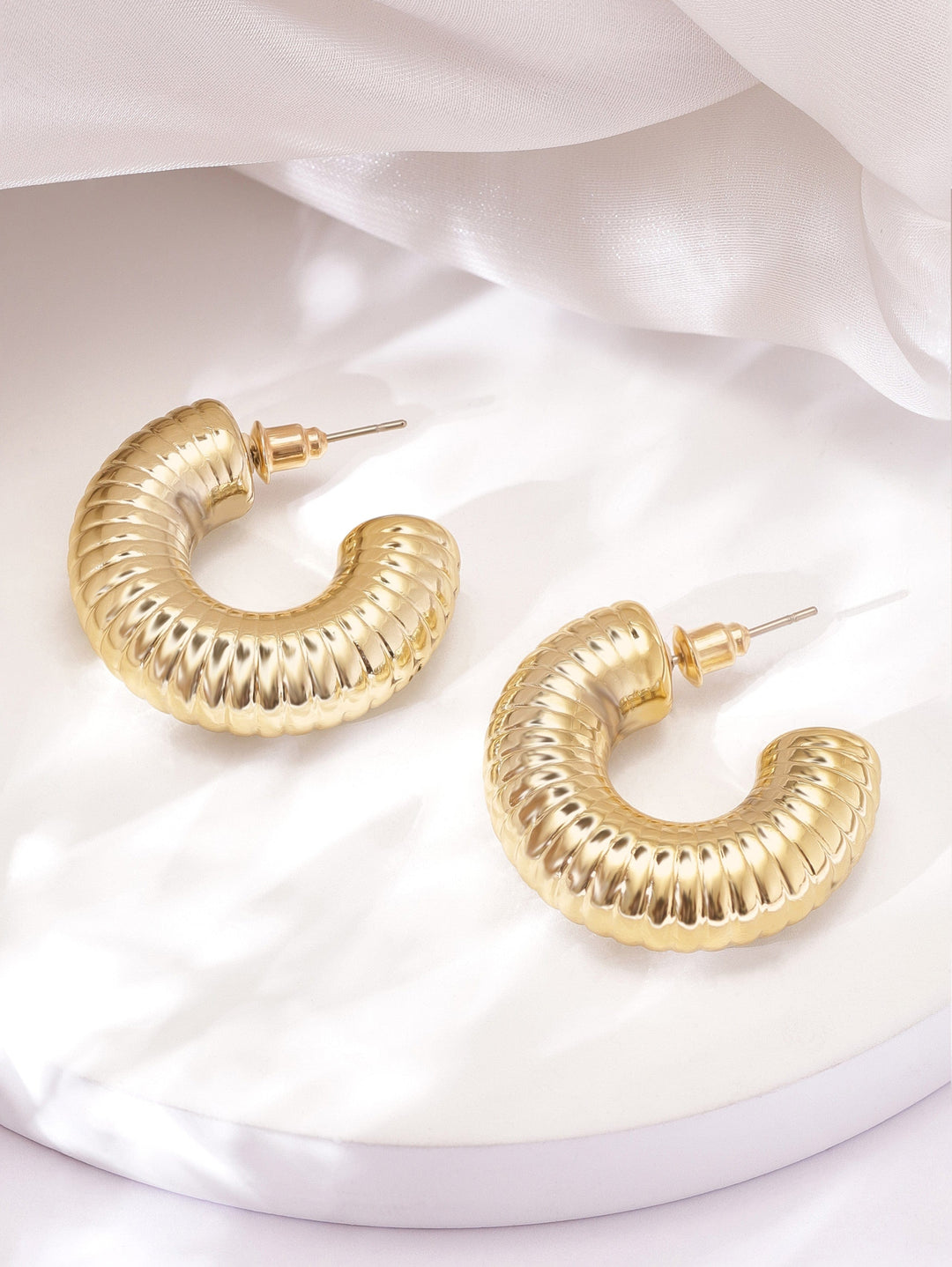 Rubans Voguish Radiant Gold-Plated Hoop Earrings Earrings