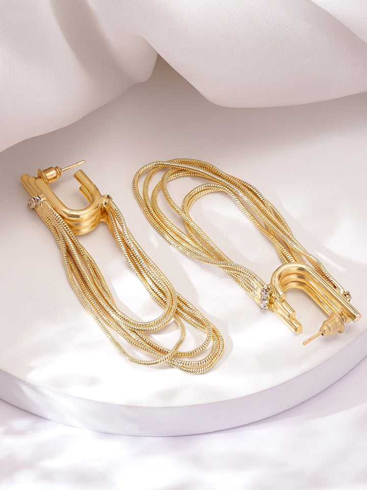 Rubans Voguish Radiant Links Gold Plated Multiple Chain Earrings Earrings