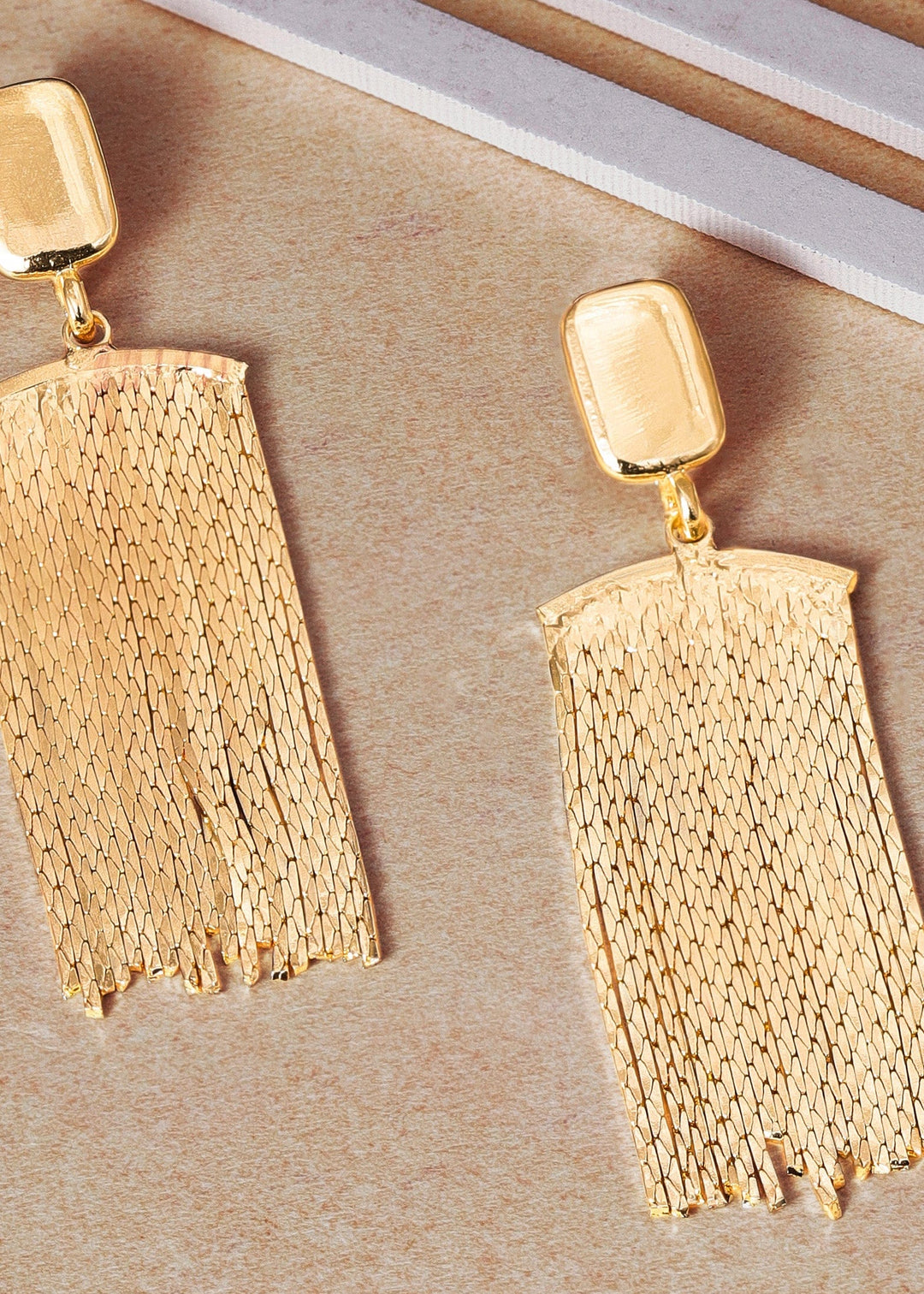 Rubans Voguish Radiant Links Gold Plated Multiple Chain Earrings Earrings