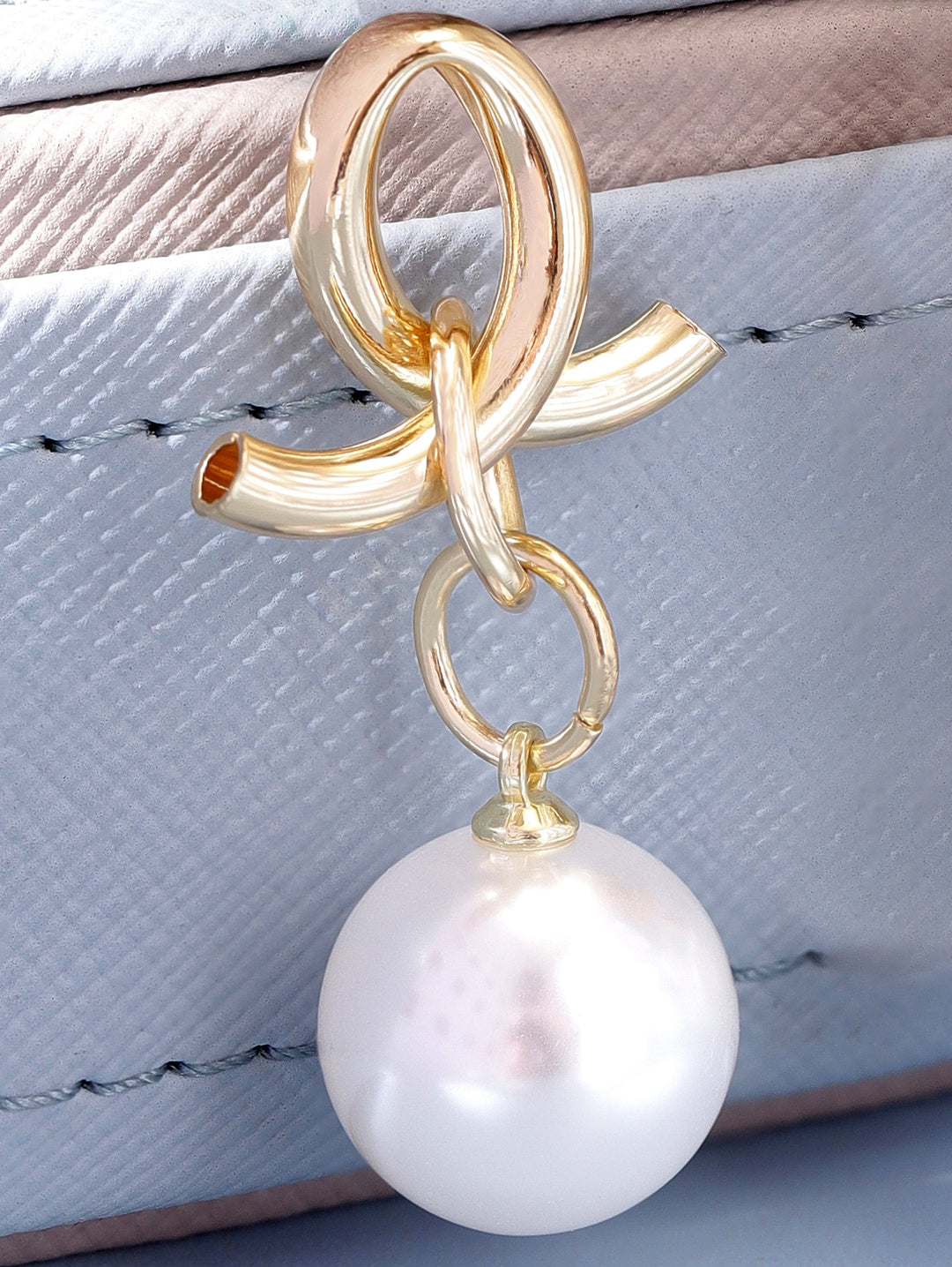 Rubans Voguish Regal Radiance Gold Plated Drop Earrings with Pearl Beaded Hanging Earrings