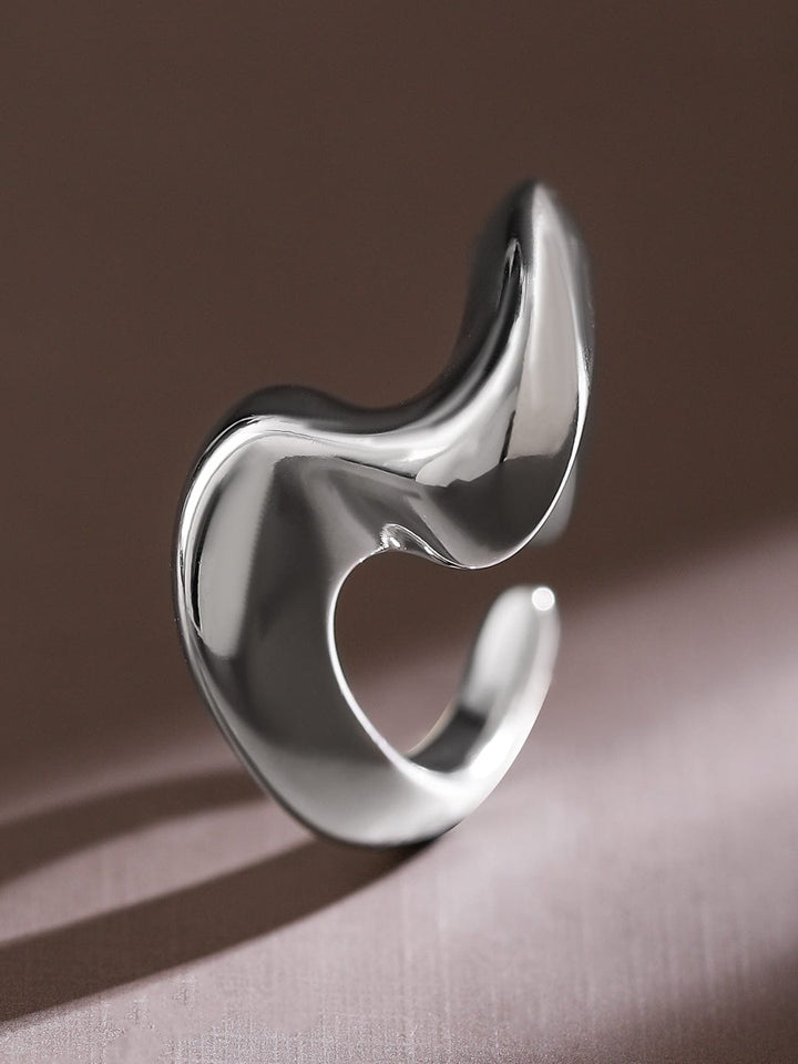 Rubans Voguish Rhodium-Plated Abstract Adjustable Ring Rings