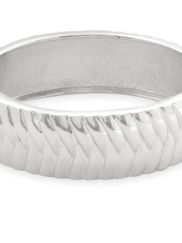 Rubans Voguish Rhodium Plated Braided Pattern Statement Bracelet Bangles & Bracelets