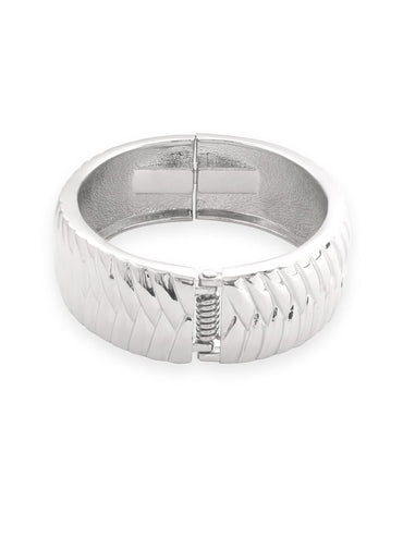Rubans Voguish Rhodium Plated Braided Pattern Statement Bracelet Bangles & Bracelets