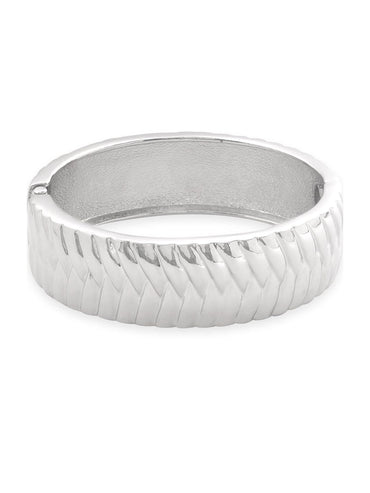 Rubans Voguish Rhodium Plated Braided Pattern Statement Bracelet Bangles & Bracelets