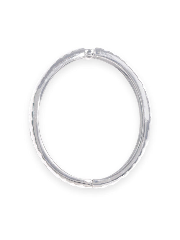 Rubans Voguish Rhodium Plated Braided Pattern Statement Bracelet Bangles & Bracelets