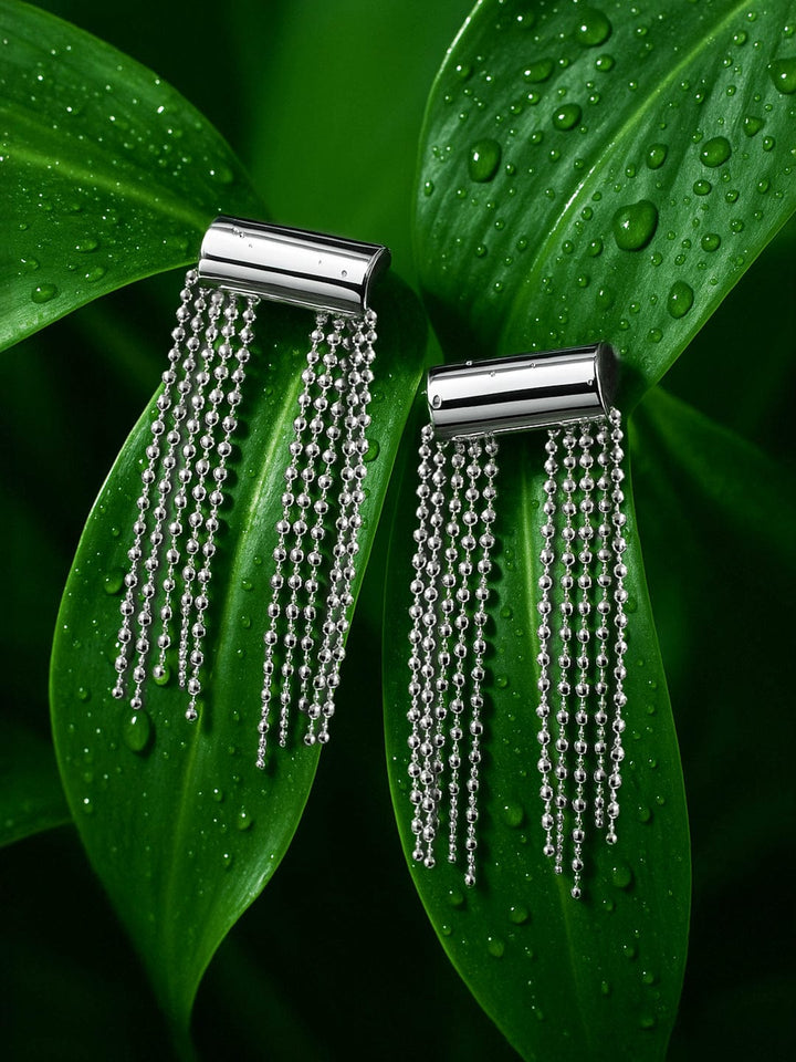 Rubans Voguish Rhodium-Plated Contemporary Drop Earrings Earrings